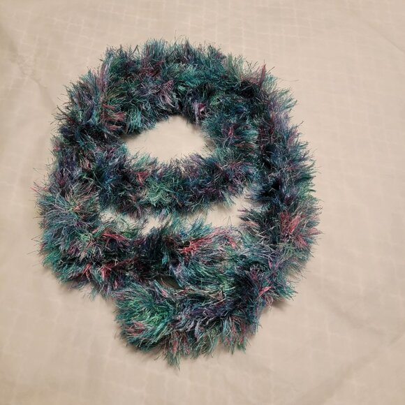 Neck Scarf Teal Pink Fluffy Winter Cozy Warm Long OS One Size - Picture 7 of 7